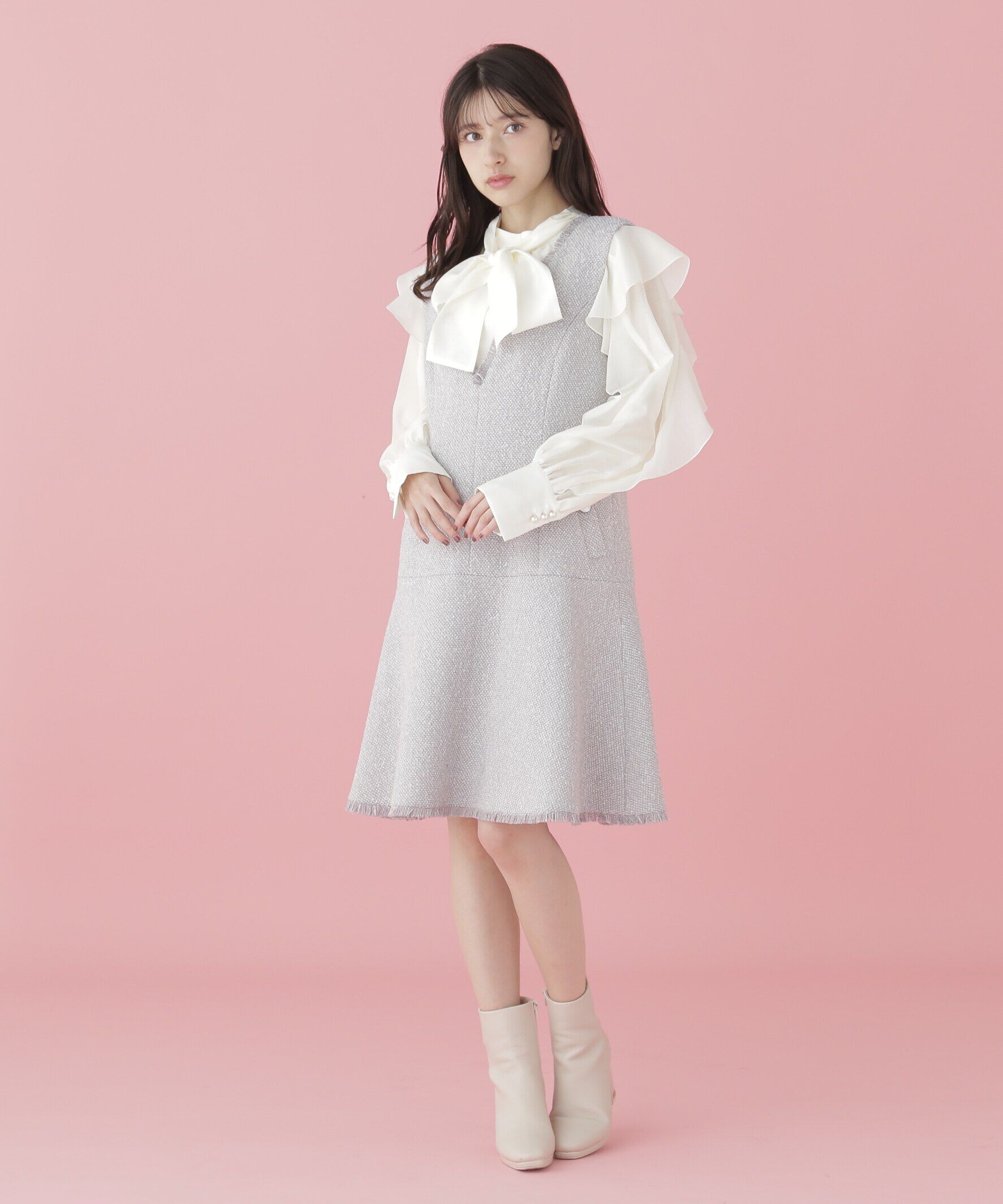  「ボウタイ付きフリルブラウス」|シャツ・ブラウス|