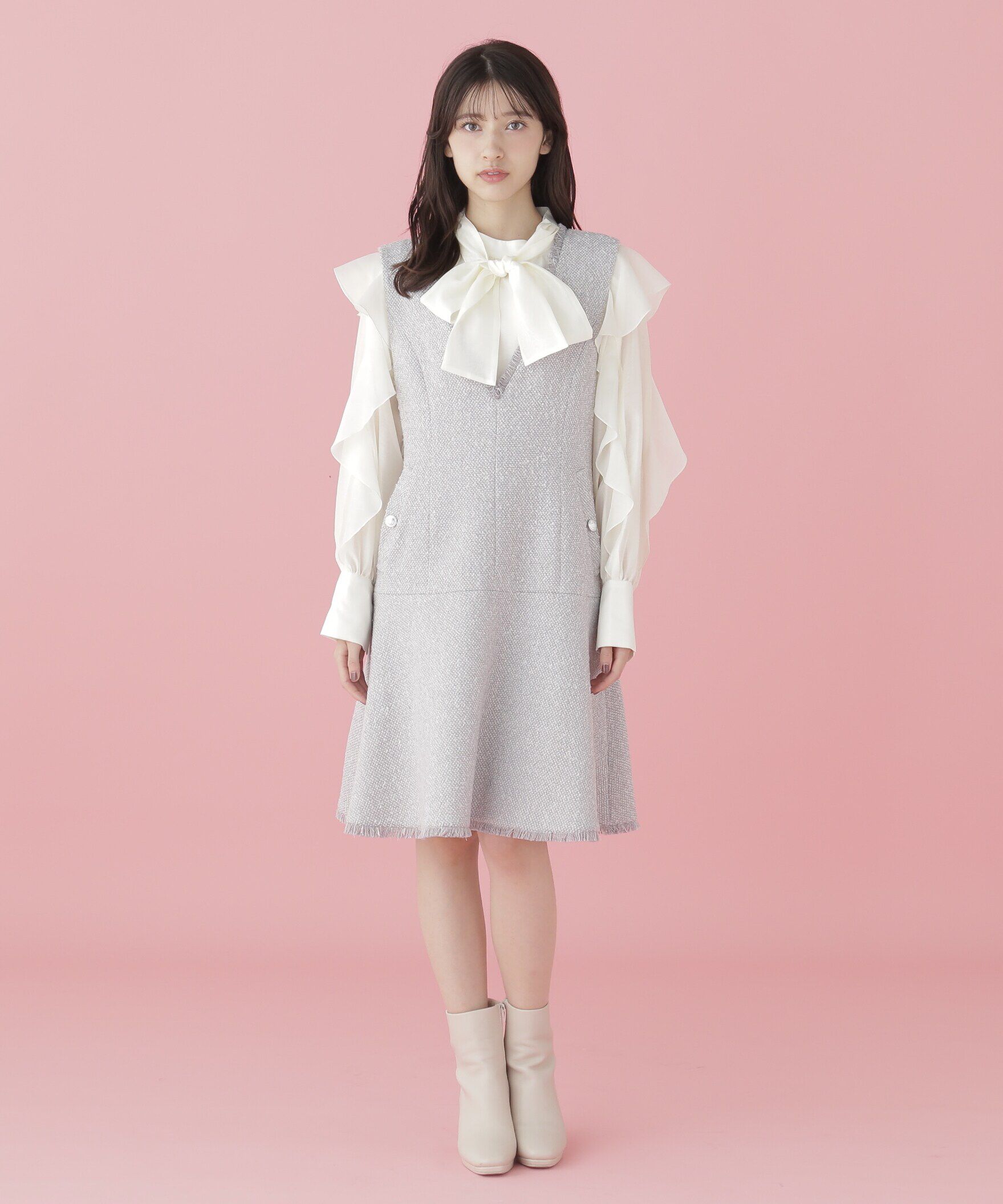  「ボウタイ付きフリルブラウス」|シャツ・ブラウス|