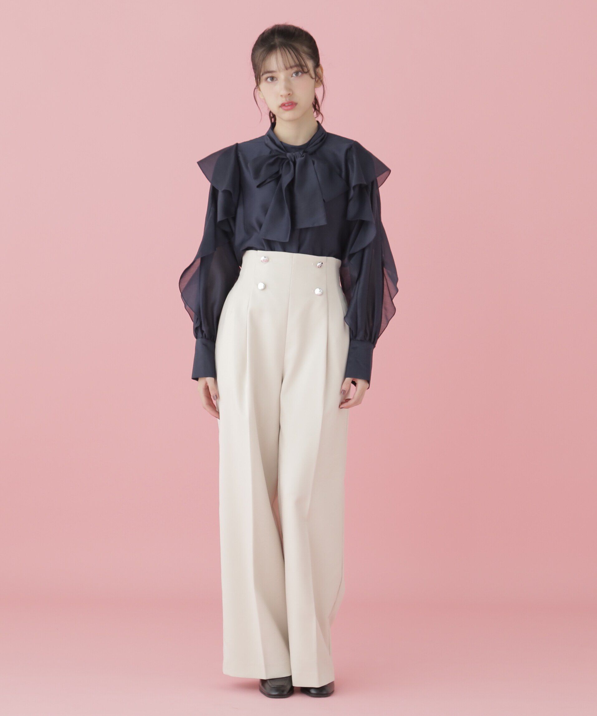  「ボウタイ付きフリルブラウス」|シャツ・ブラウス|