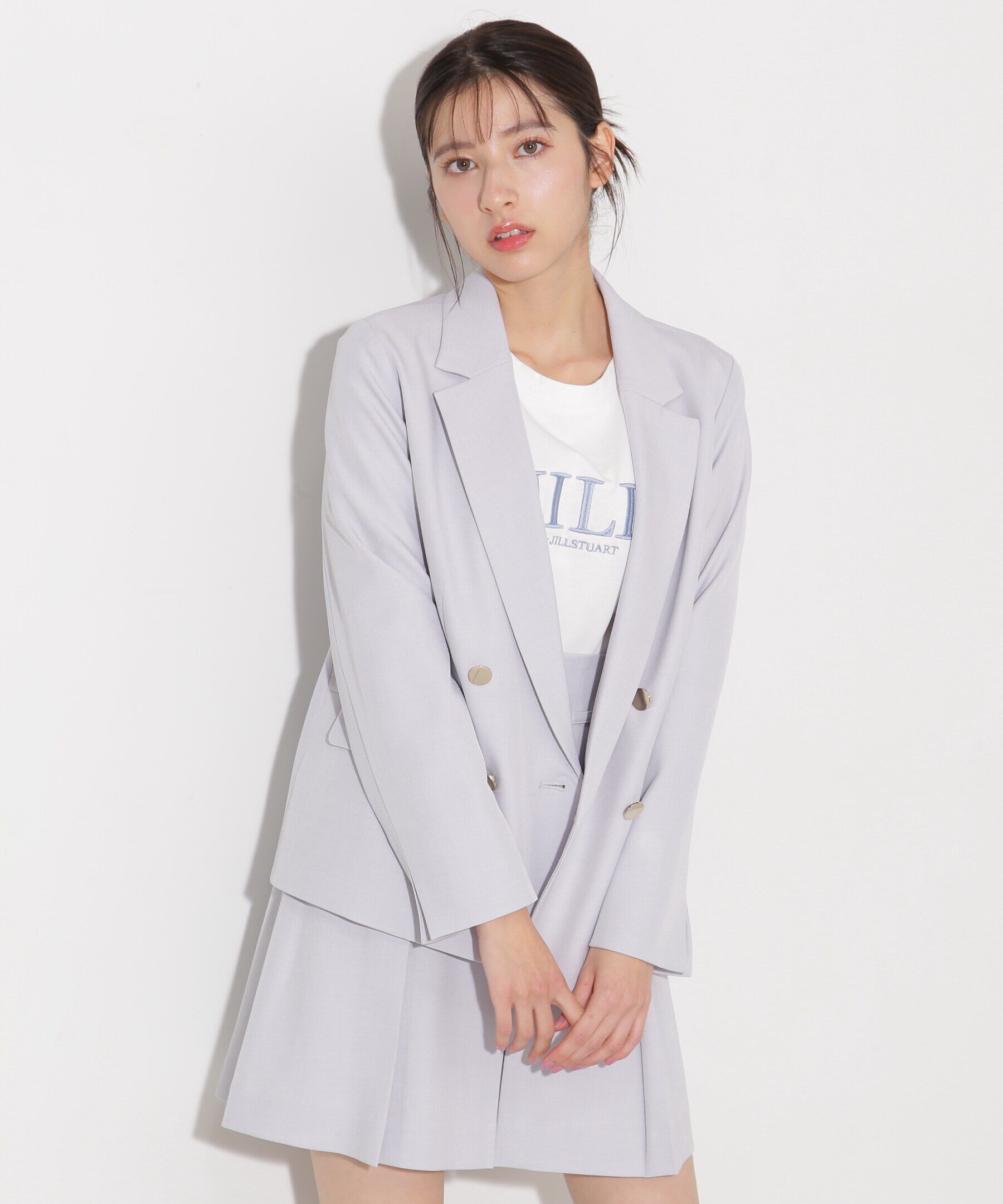  「ベーシックツイルダブル釦テーラードジャケット」|その他|ブルー