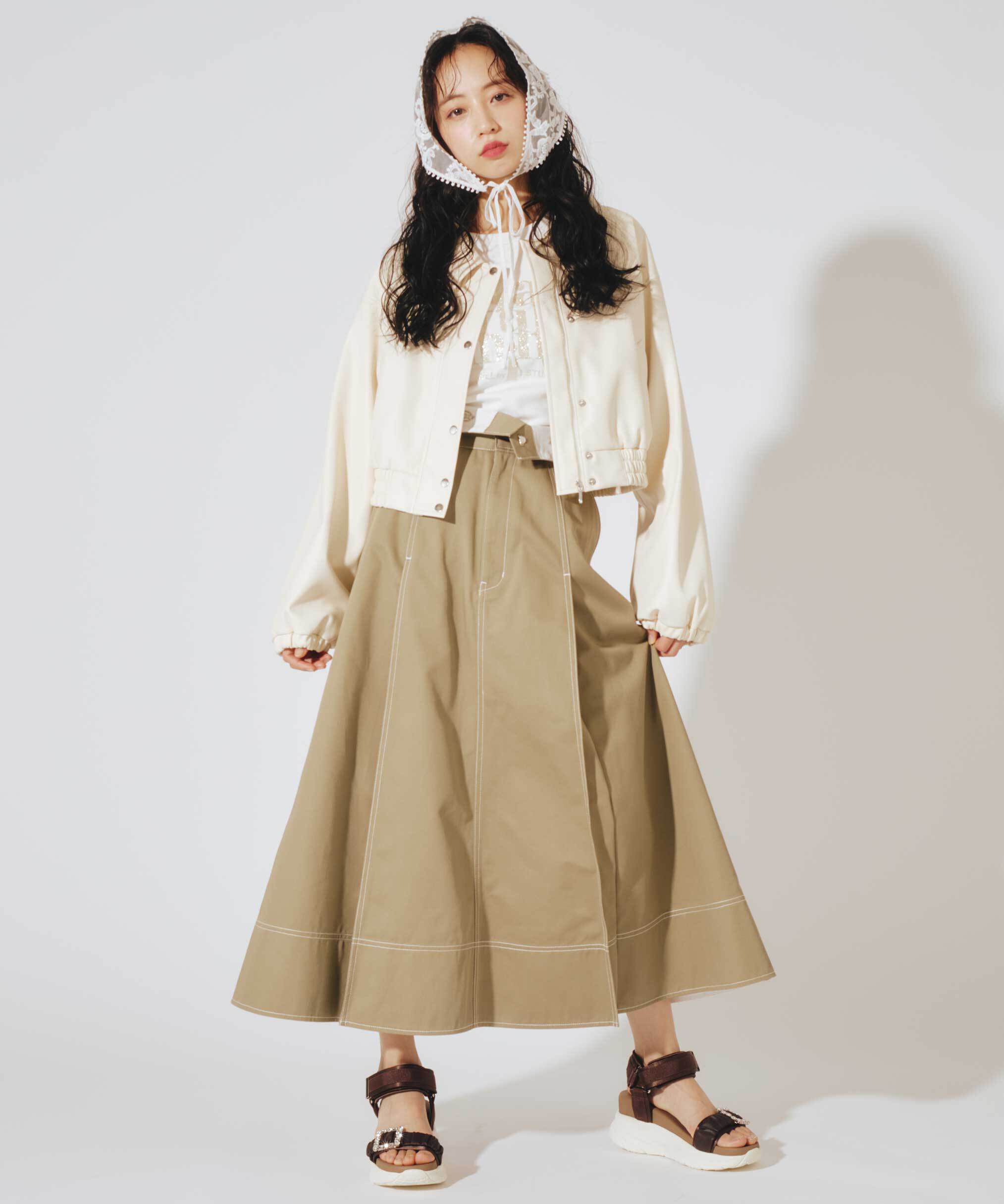  「「Dickies &times; JILL by JILL STUART」別注ステッチロングスカート」|スカート|ベージュ1