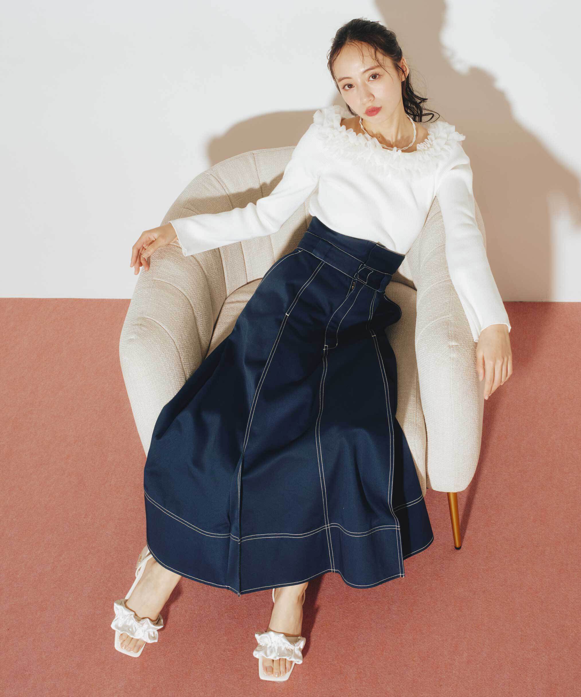  「「Dickies &times; JILL by JILL STUART」別注ステッチロングスカート」|スカート|ネイビー