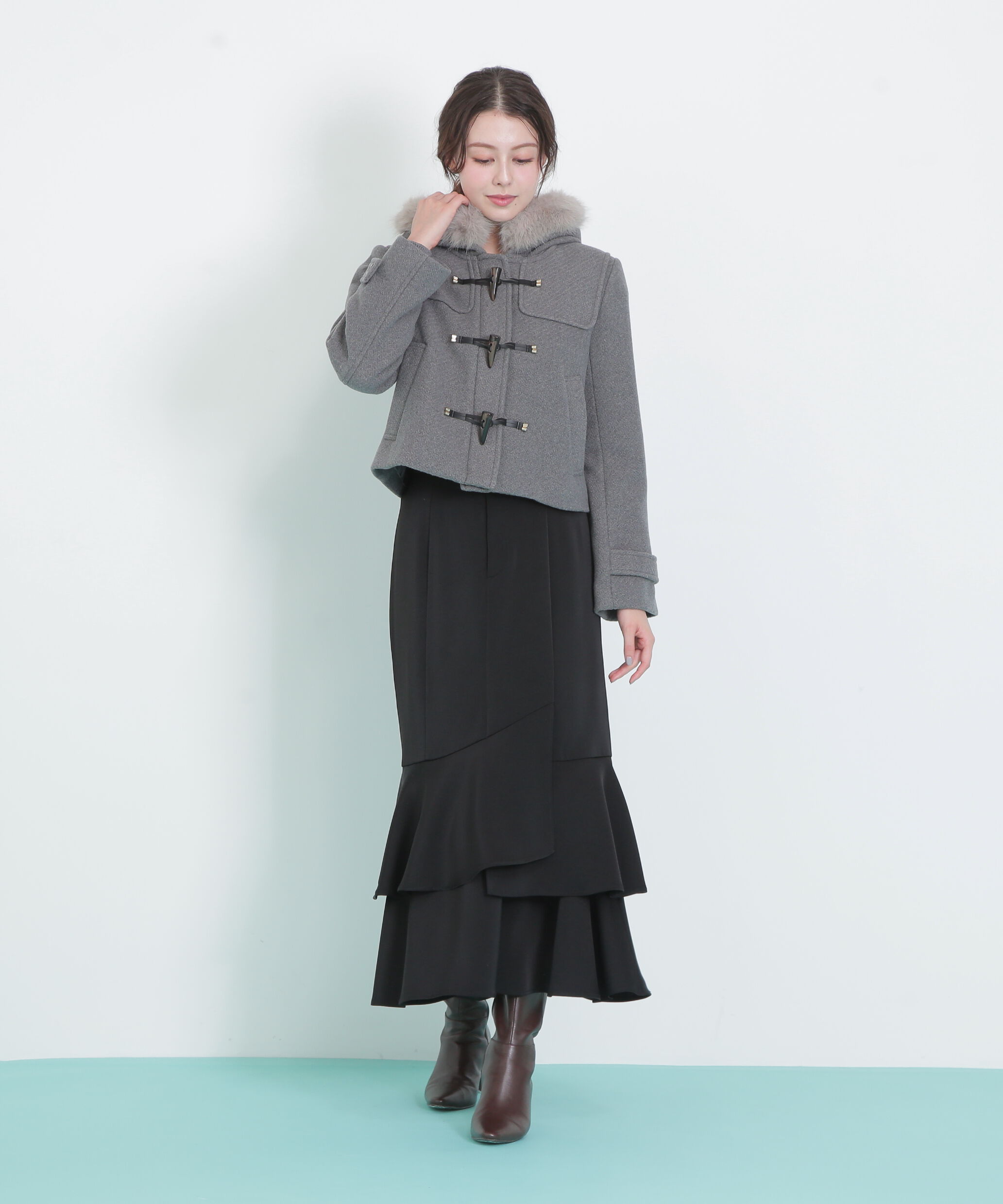  「フェイクファー付ショートダッフルコート」|その他|