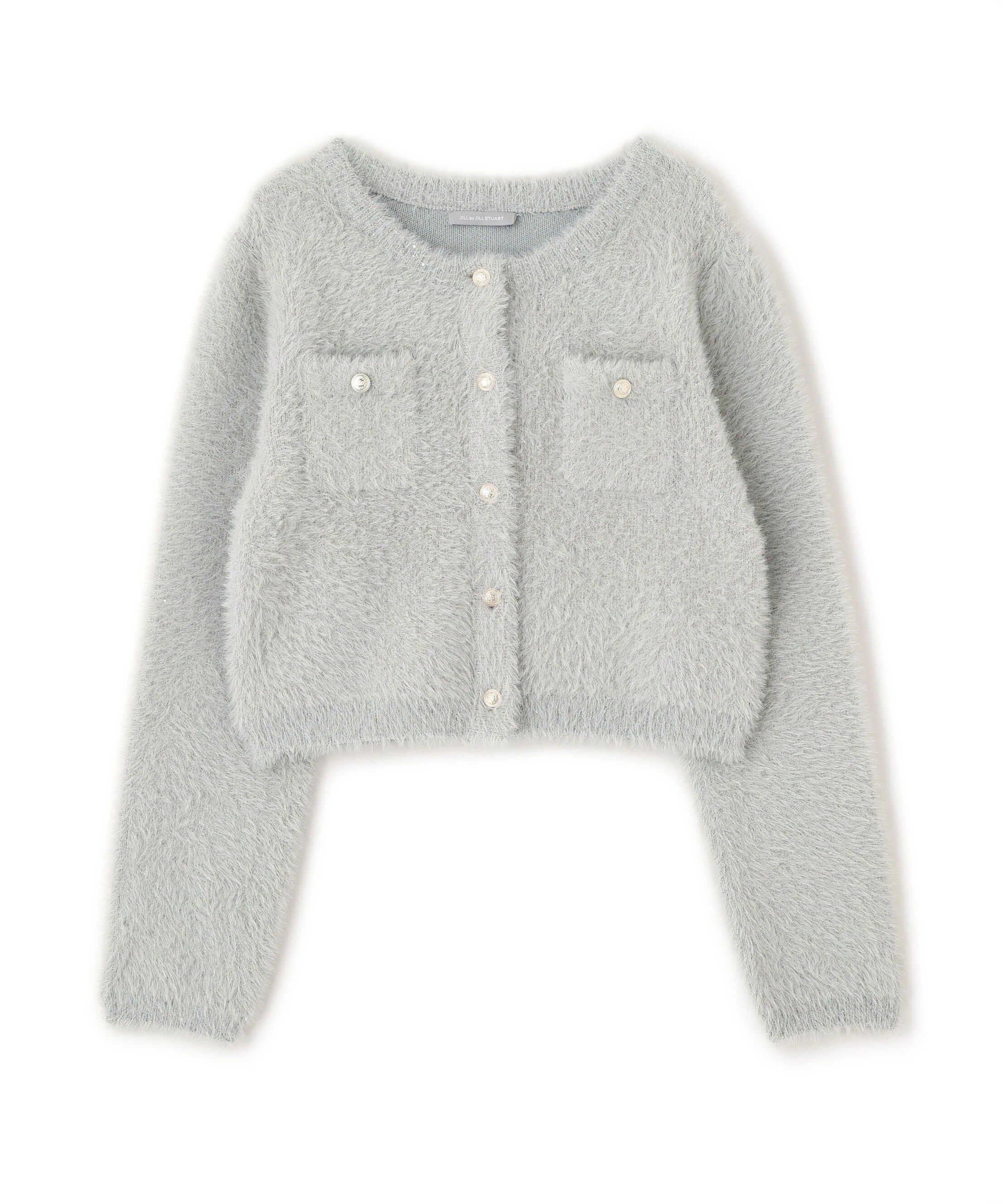  「スパンコールフェザーニットジャケット」|ニット・セーター|