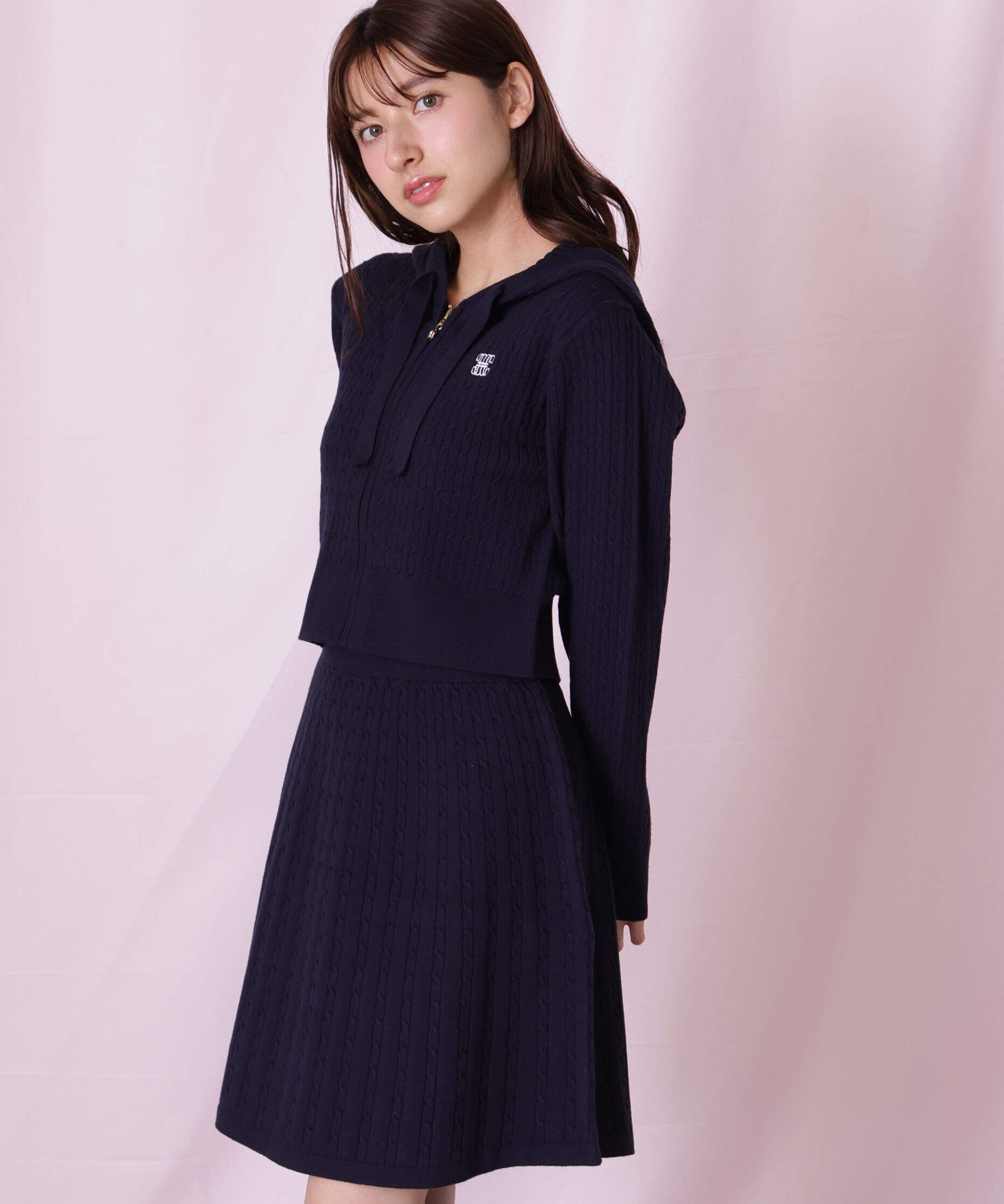  「ケーブルニットパーカーセットアップ」|ワンピース|