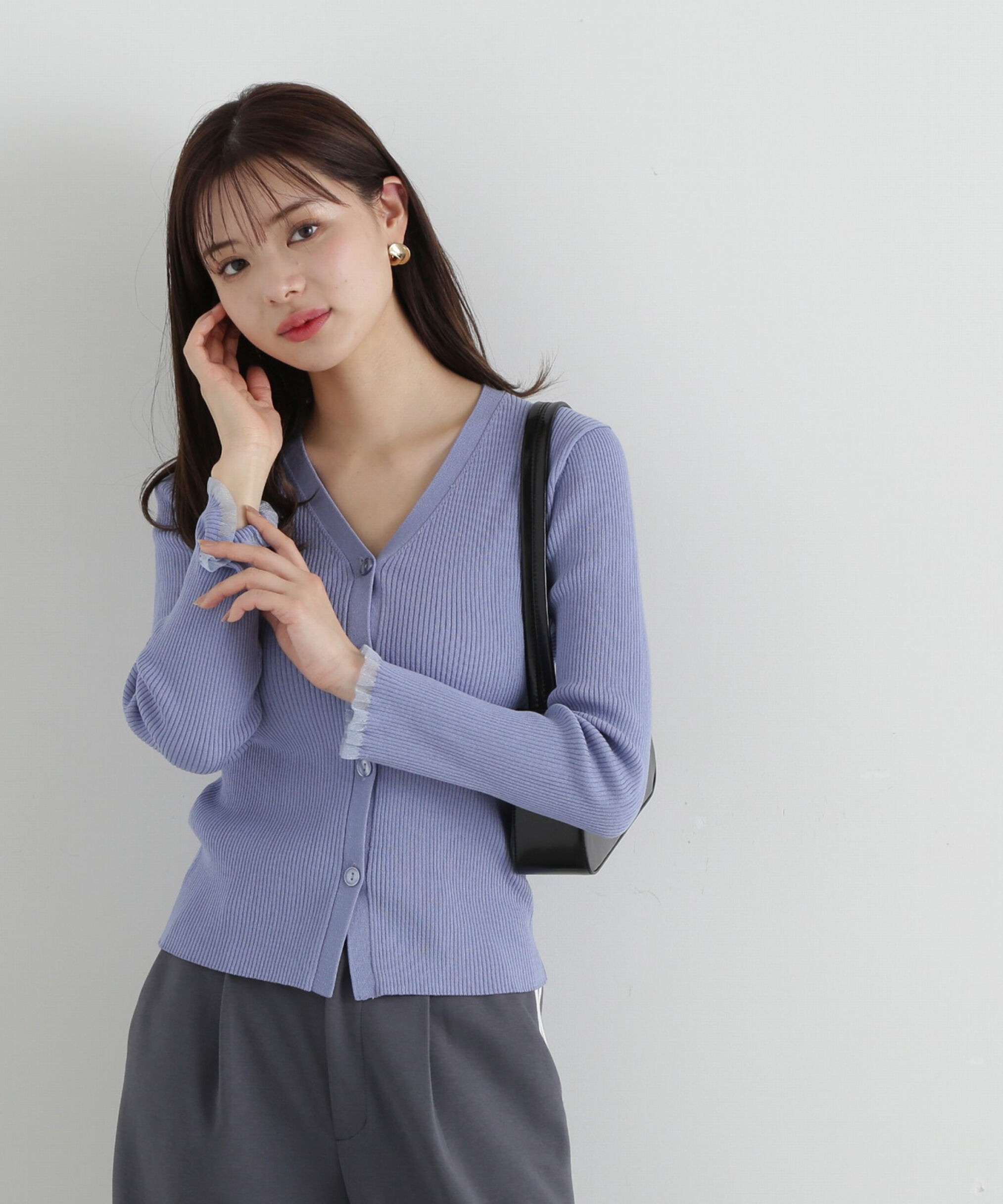 PROPORTION BODY DRESSING「リブVネックカーデ」|カーディガン|ブルー