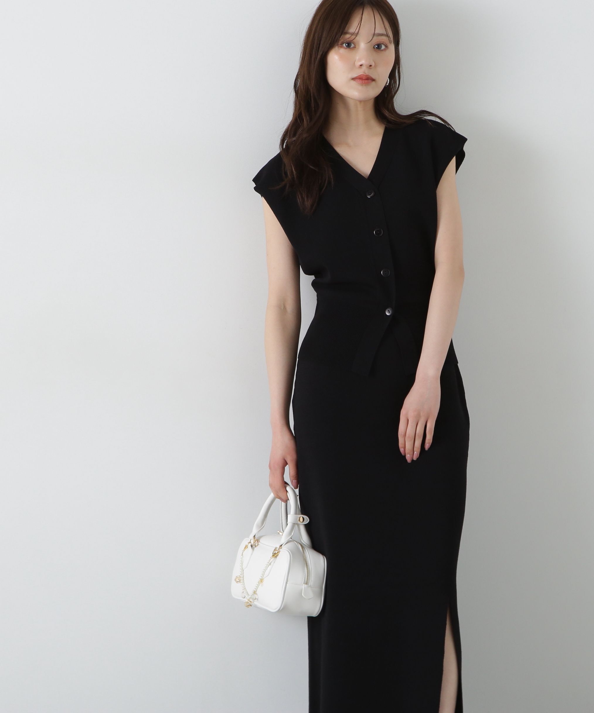 PROPORTION BODY DRESSING「スリットナローニットSET UP」|ワンピース|ブラック