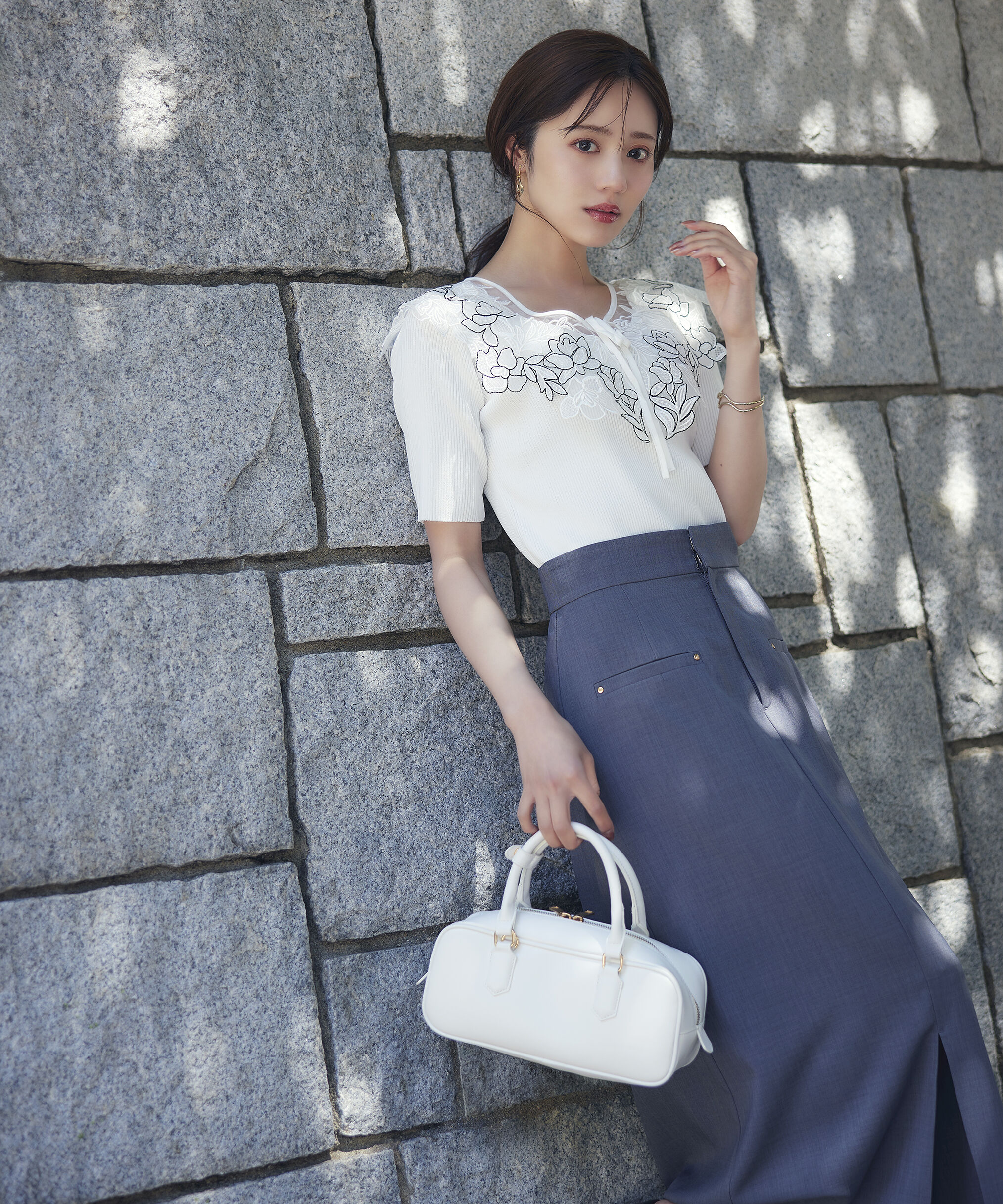 PROPORTION BODY DRESSING「前スリットナロースカート」|スカート|