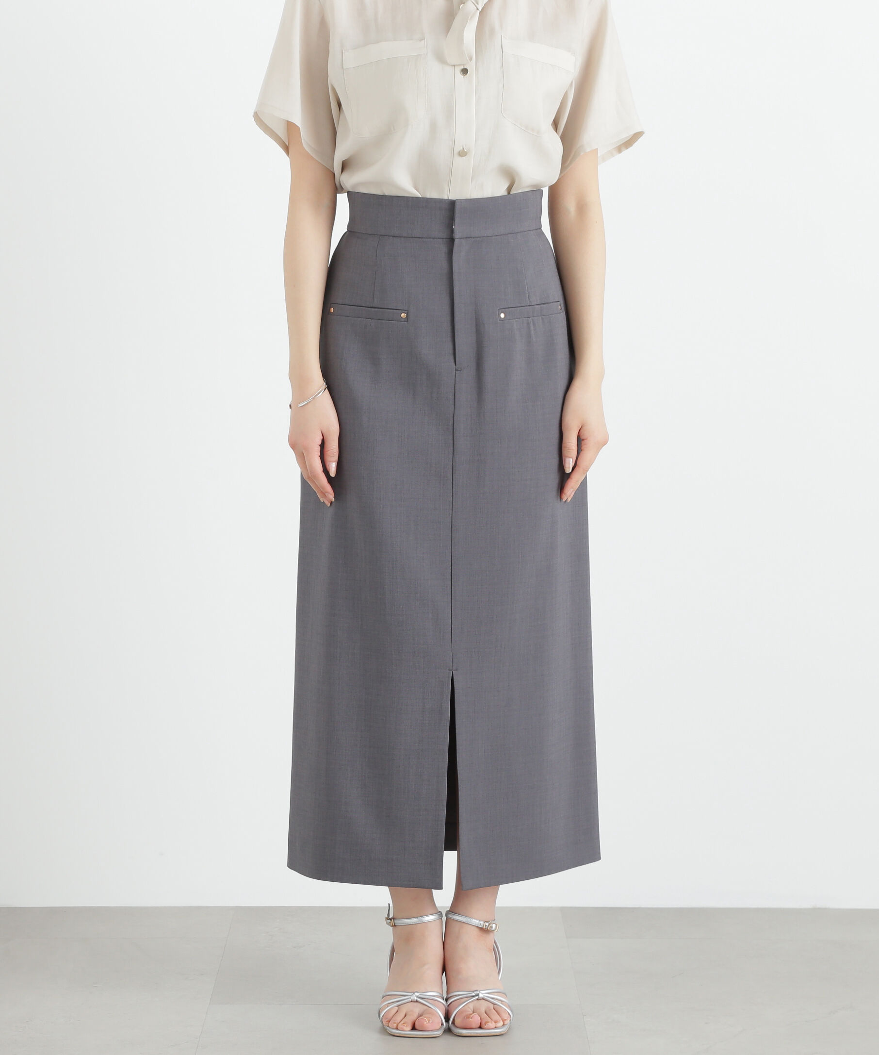 PROPORTION BODY DRESSING「前スリットナロースカート」|スカート|