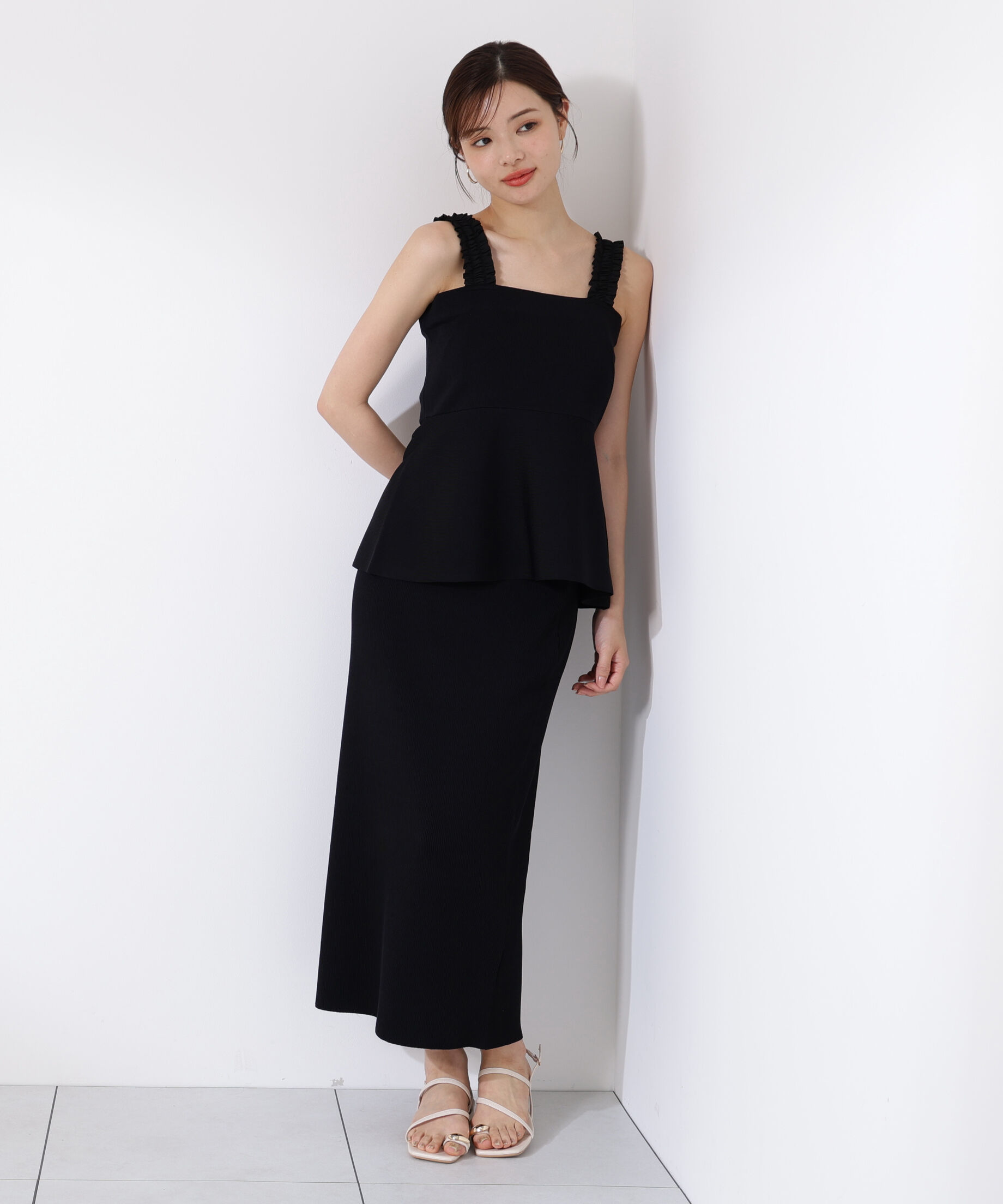 PROPORTION BODY DRESSING「ペプラムキャミセットアップ」|ワンピース|ブラック&times;ブラ