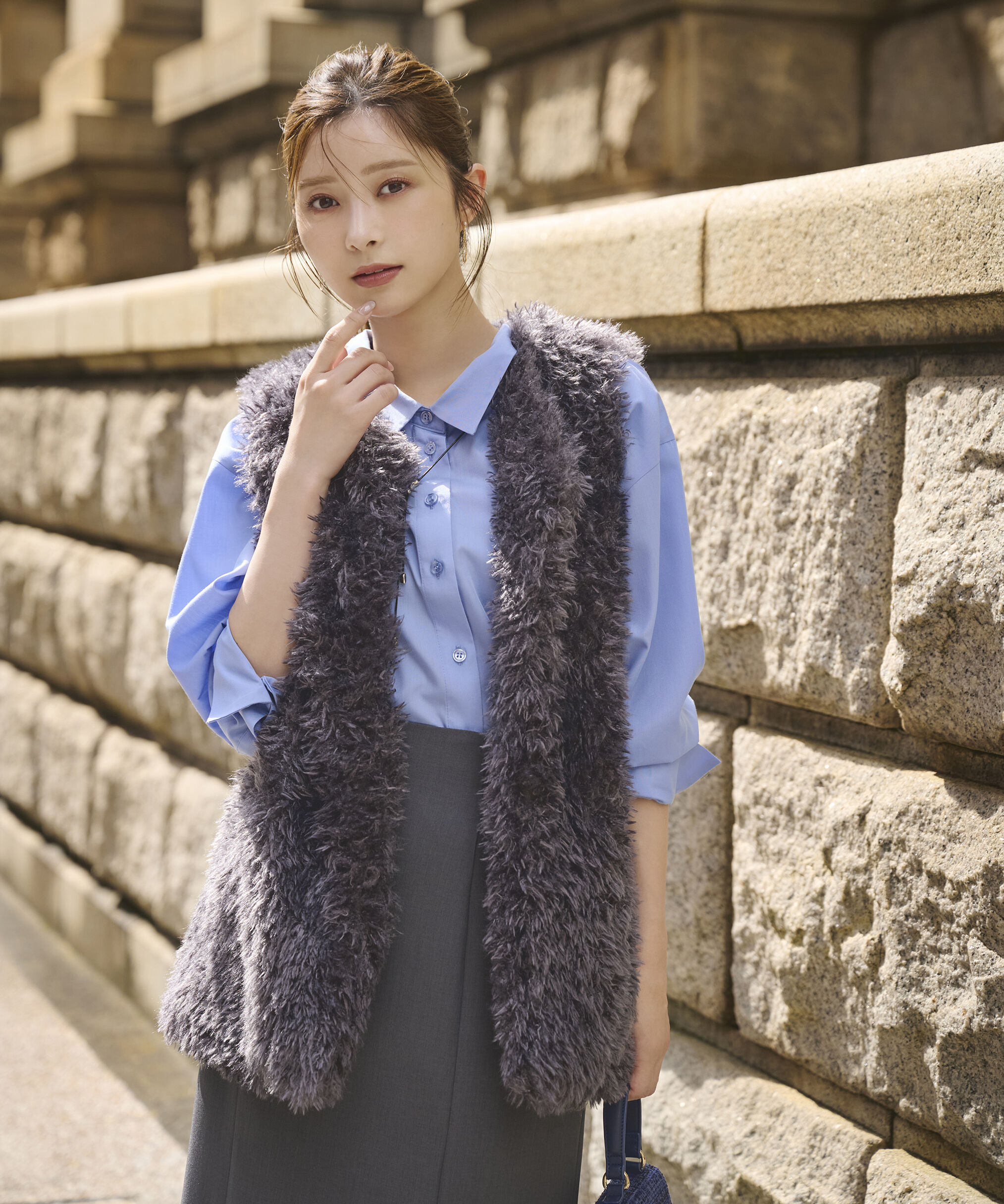 PROPORTION BODY DRESSING「フェイクファージレ 25AW」|ブルゾン・スタジャン|チャコール2