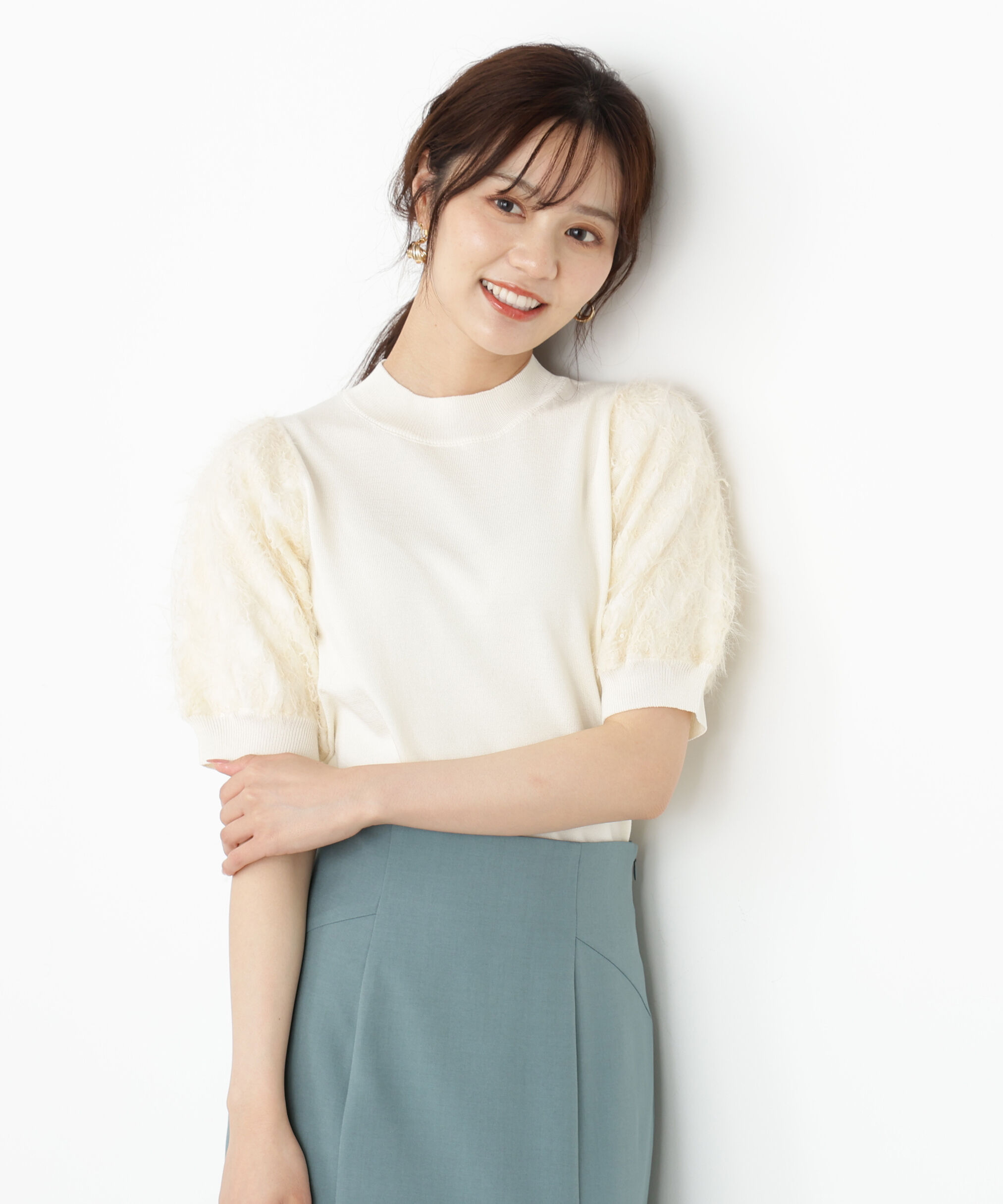 PROPORTION BODY DRESSING「レースドッキングスリーブニット 25AW」|ニット・セーター|