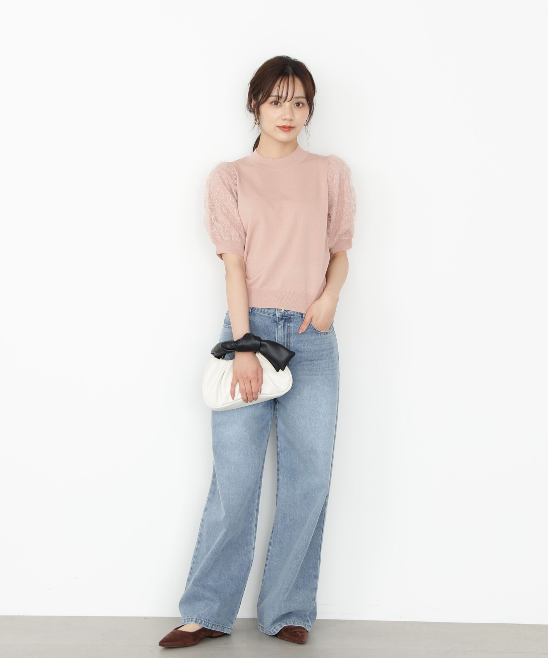 PROPORTION BODY DRESSING「レースドッキングスリーブニット 25AW」|ニット・セーター|