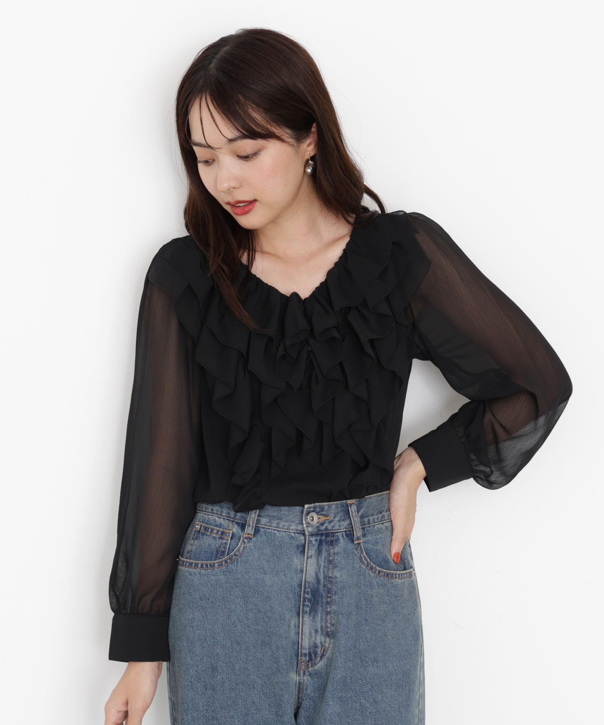 PROPORTION BODY DRESSING「＜ウォッシャブル＞フロントフリルブラウス」|シャツ・ブラウス|