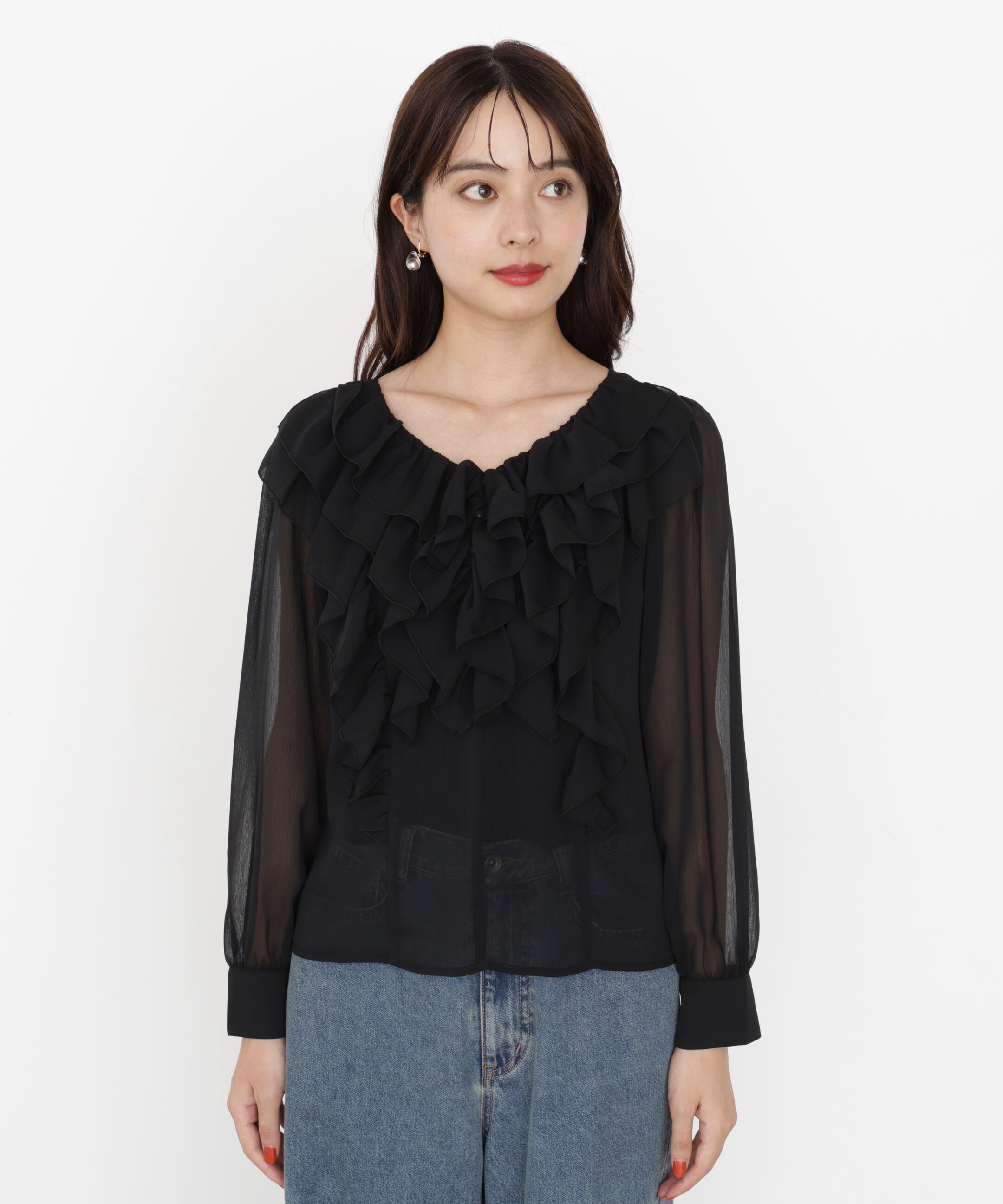 PROPORTION BODY DRESSING「＜ウォッシャブル＞フロントフリルブラウス」|シャツ・ブラウス|