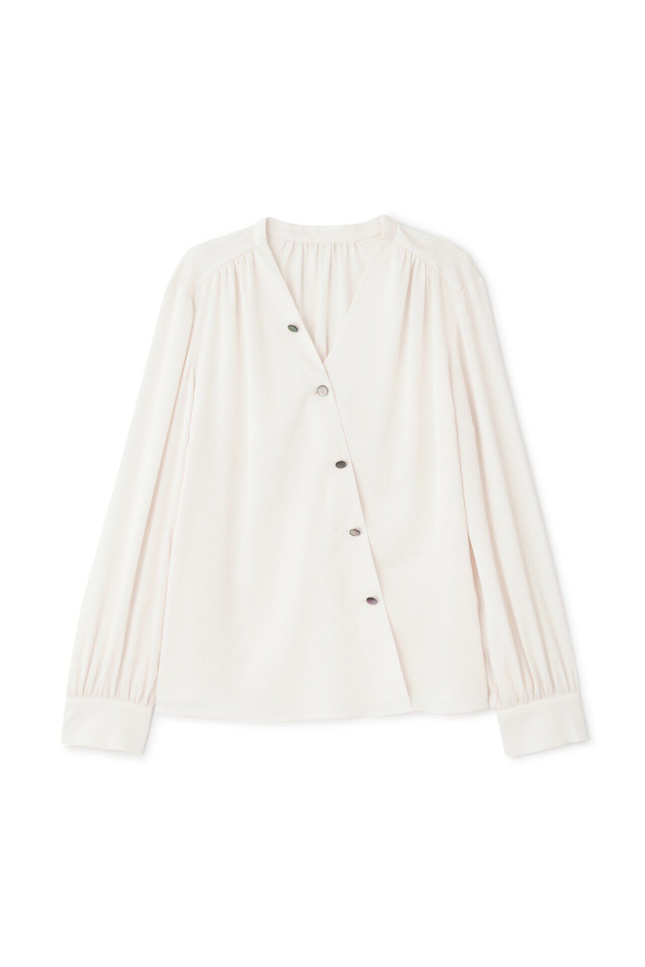  「◆Ｖネックボタンブラウス」|シャツ・ブラウス|