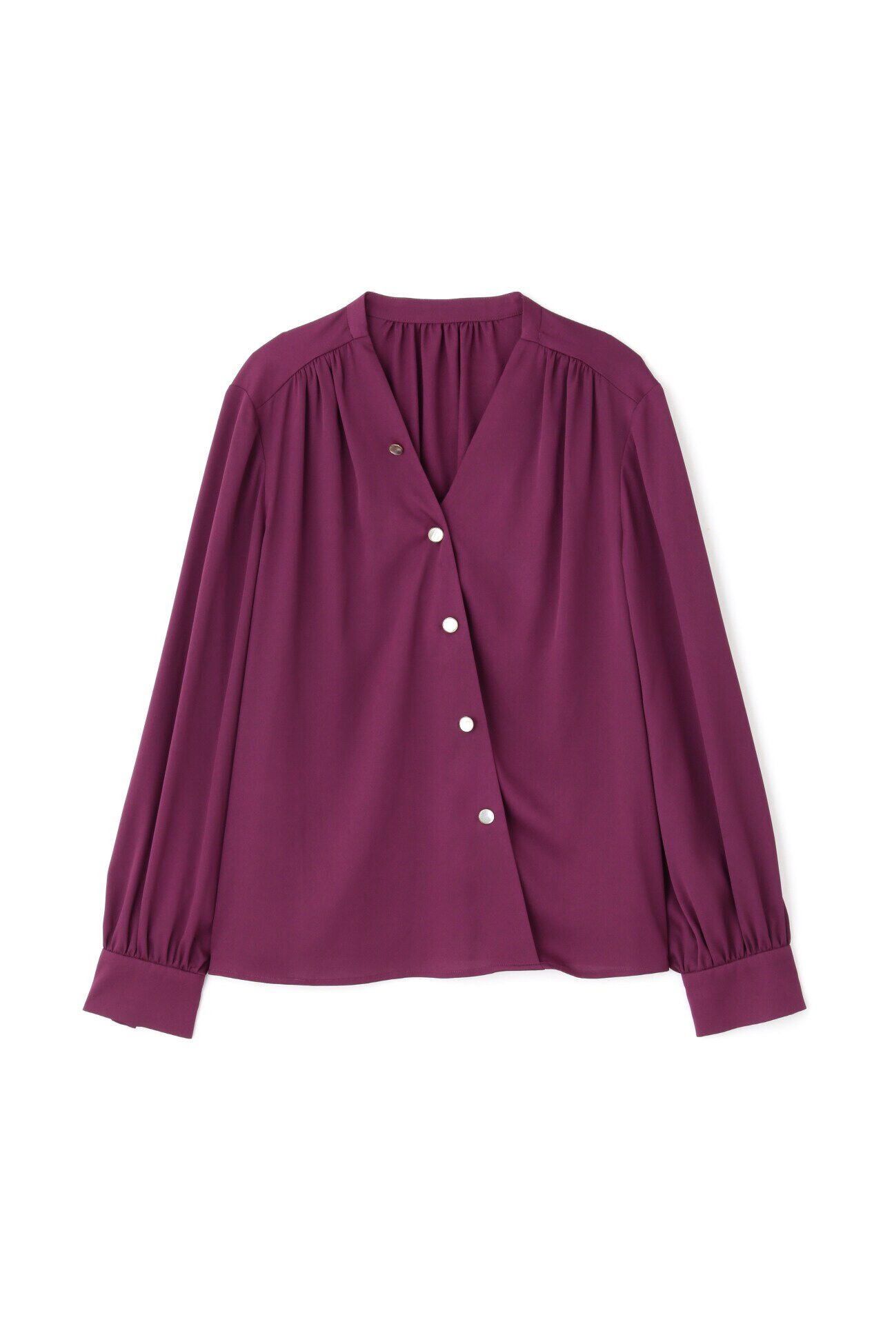  「◆Ｖネックボタンブラウス」|シャツ・ブラウス|