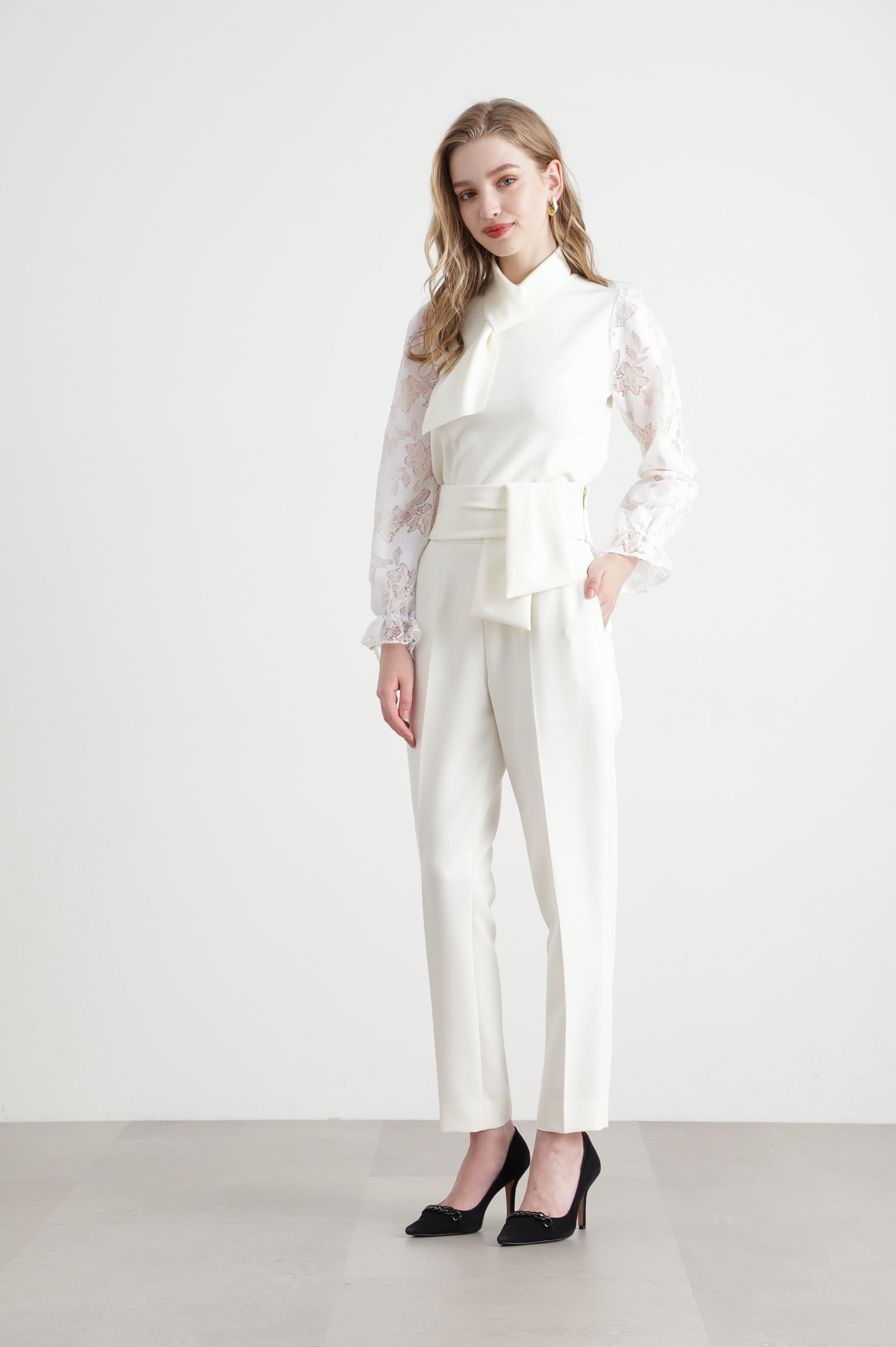  「◆ウエストリボンテーパードパンツ」|その他|