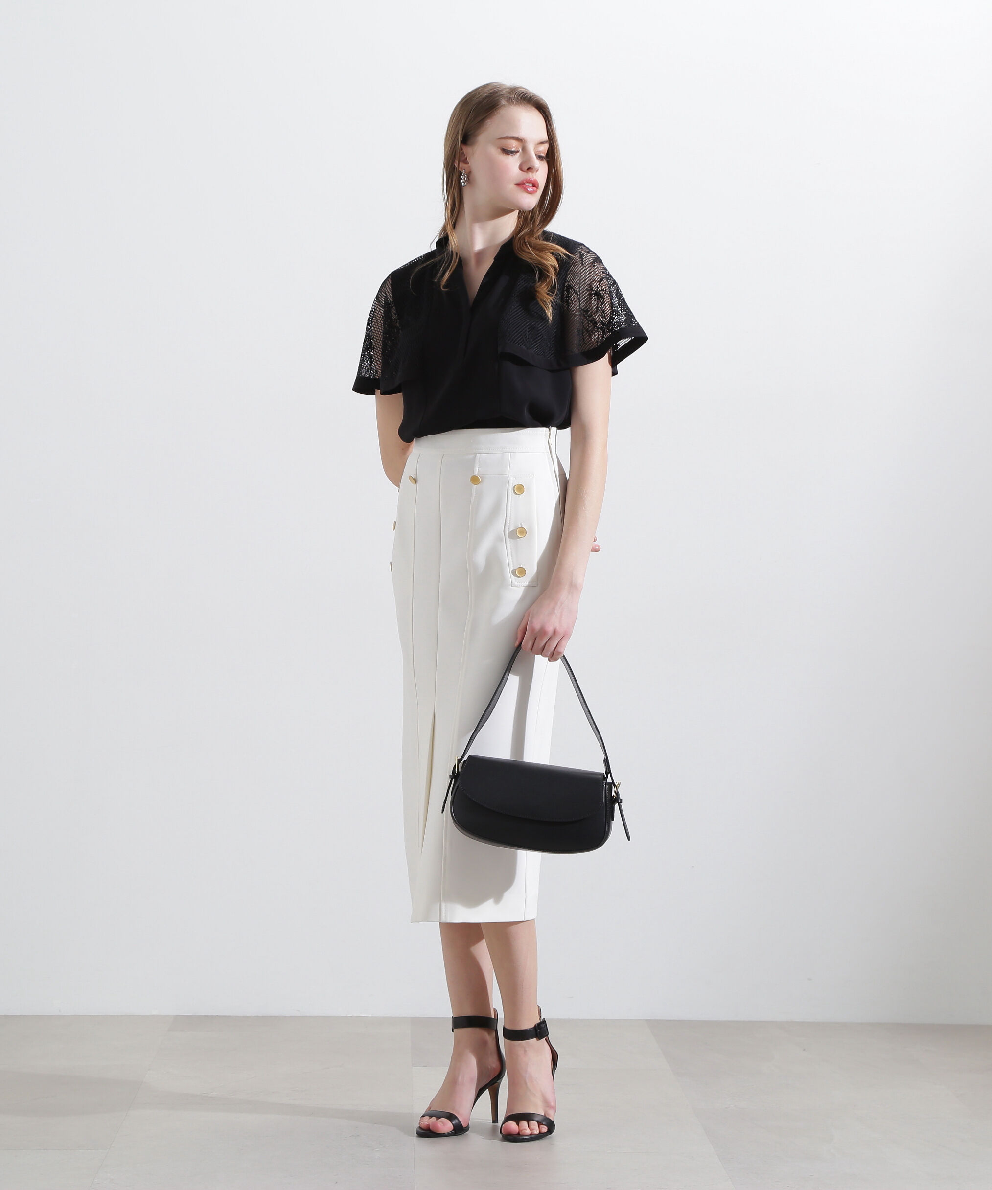  「◆レースコンビスキッパーブラウス」|シャツ・ブラウス|