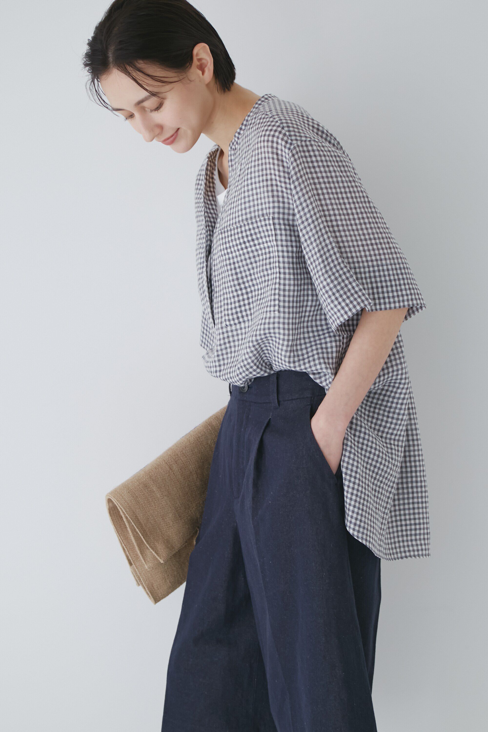  「◆１６０／１ラミー半袖ブラウス」|シャツ・ブラウス|トップグレー 3