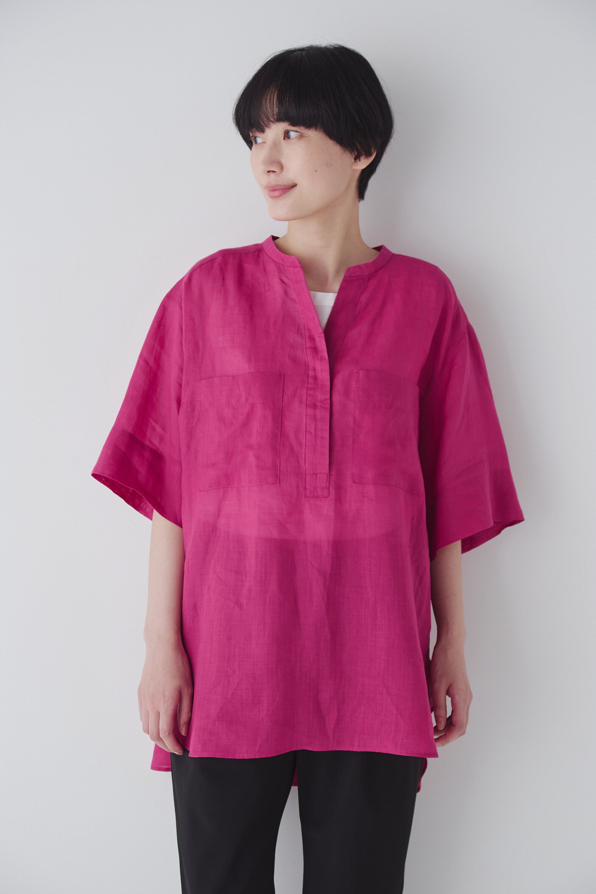  「◆１６０／１ラミー半袖ブラウス」|シャツ・ブラウス|