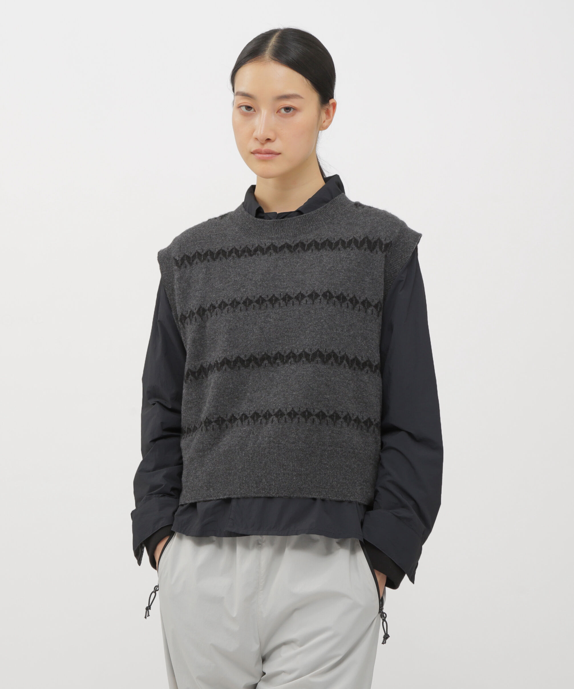  「WOOL ALPACA FAIRISLE KNITWEAR」|ニット・セーター|GREY