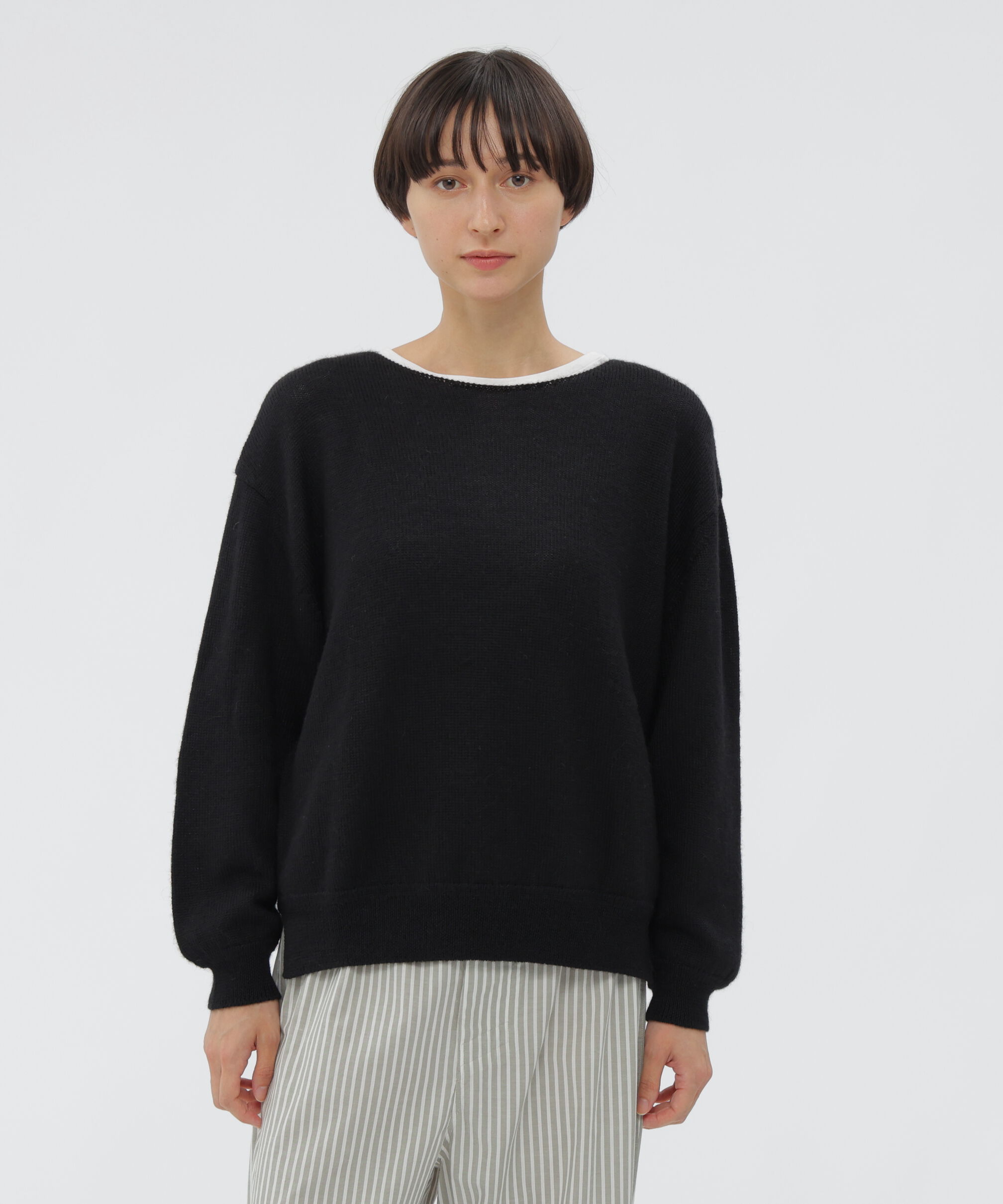 MARGARET HOWELL HOUSEHOLDGOODS「ALPACA WOOL KNITWEAR」|ニット・セーター|BLACK