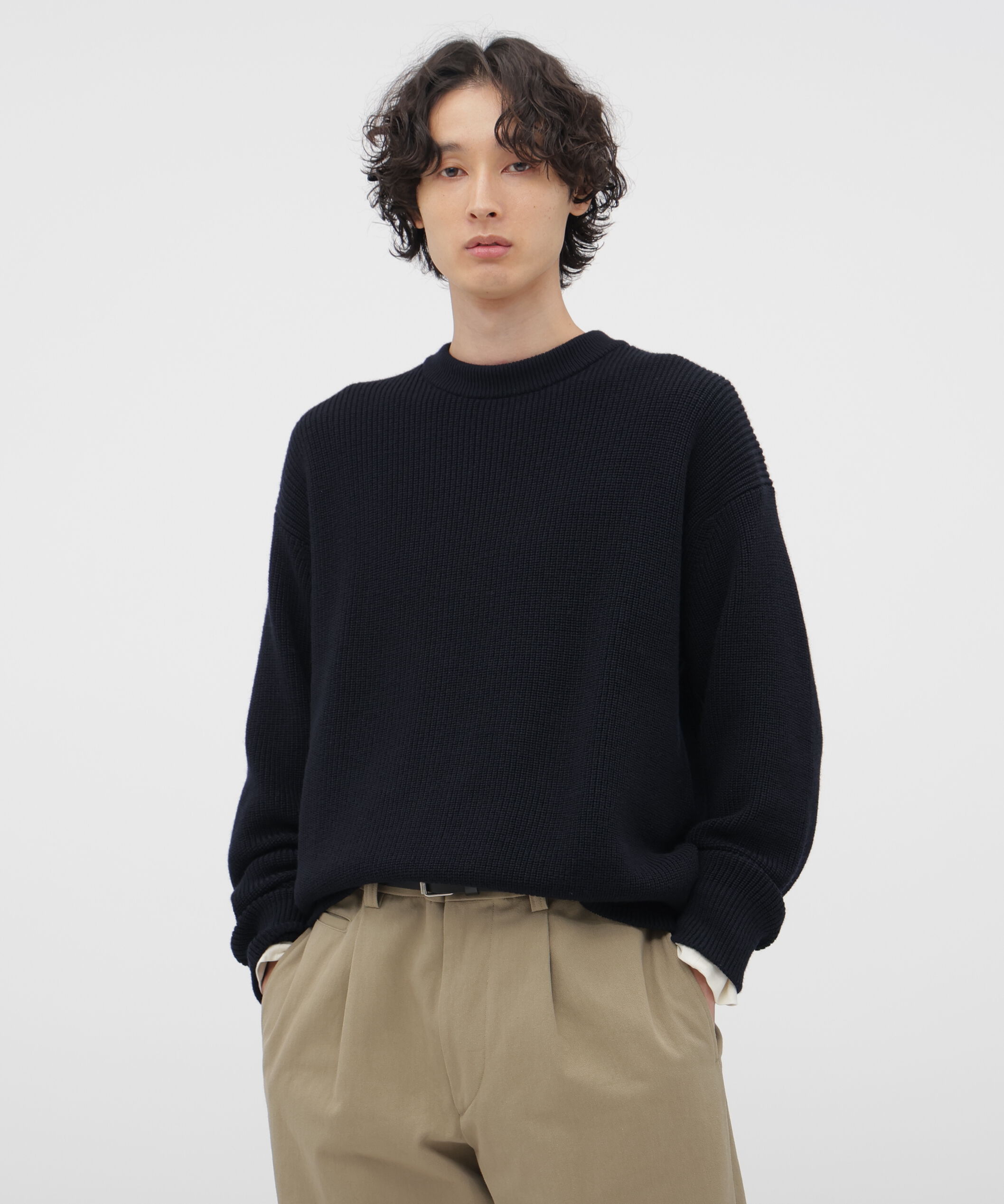 MARGARET HOWELL「MERINO WOOL KNITWEAR」|ニット・セーター|DARK NAVY1