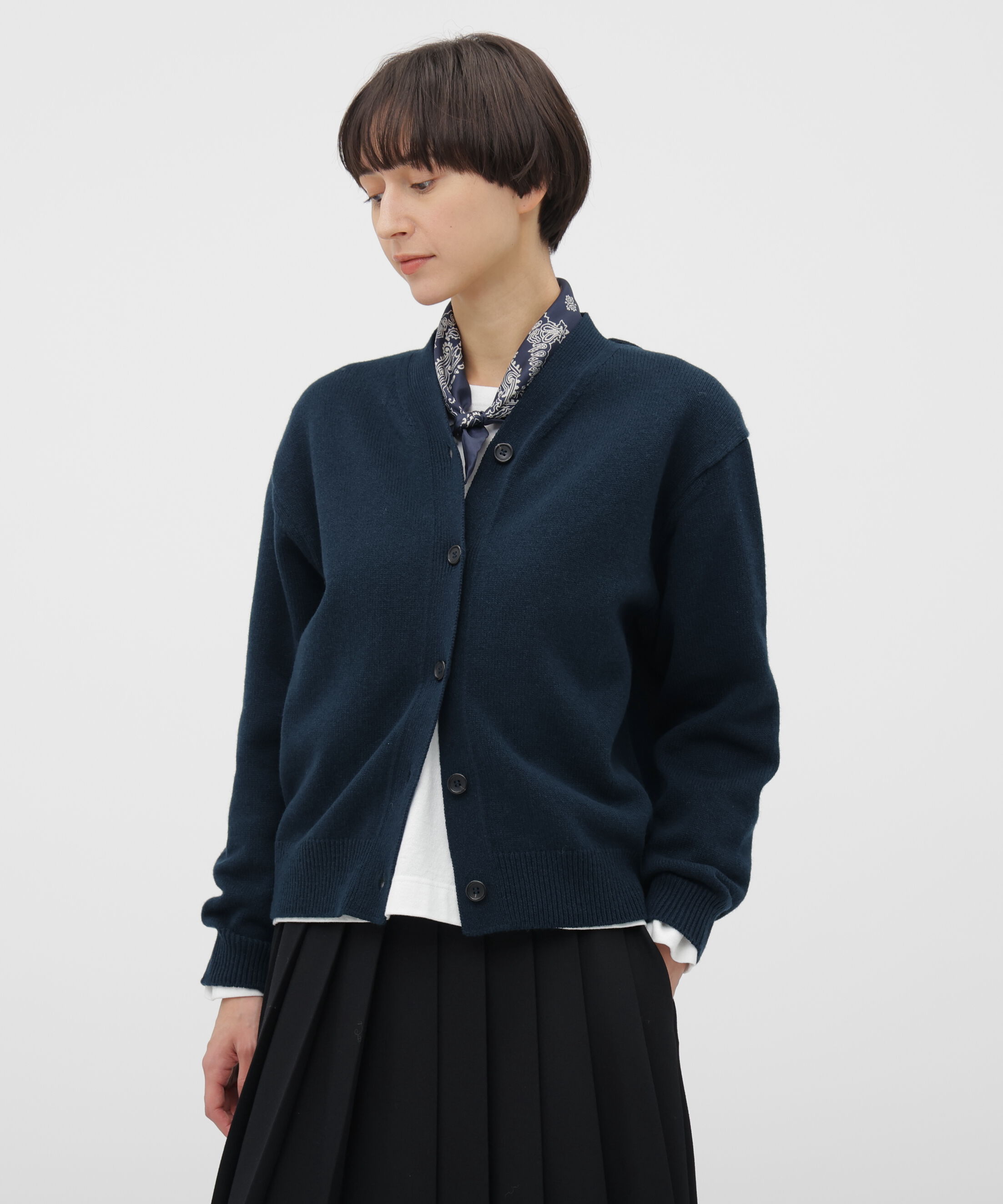  「LAMBSWOOL COTTON KNITWEAR」|カーディガン|DARK BLUE4