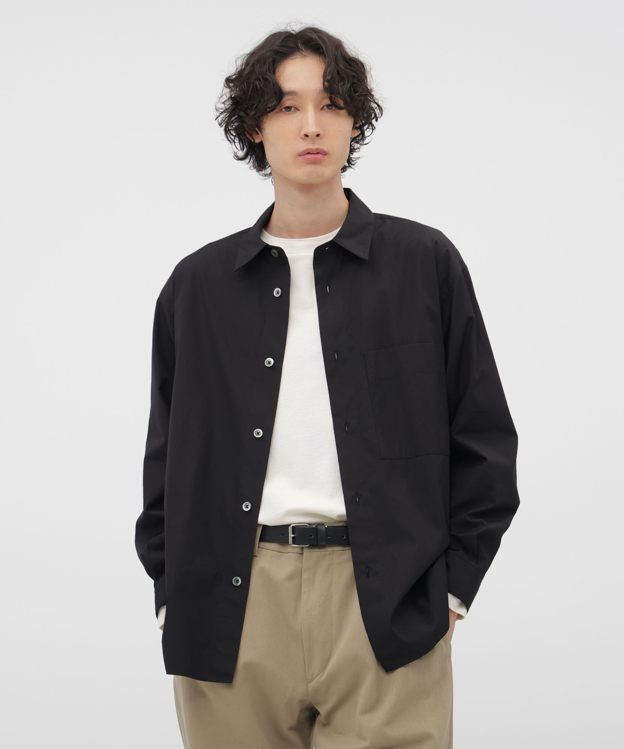 MARGARET HOWELL「FINE COMPACT COTTON POPLIN SHIRT」|シャツ・ブラウス|BLACK