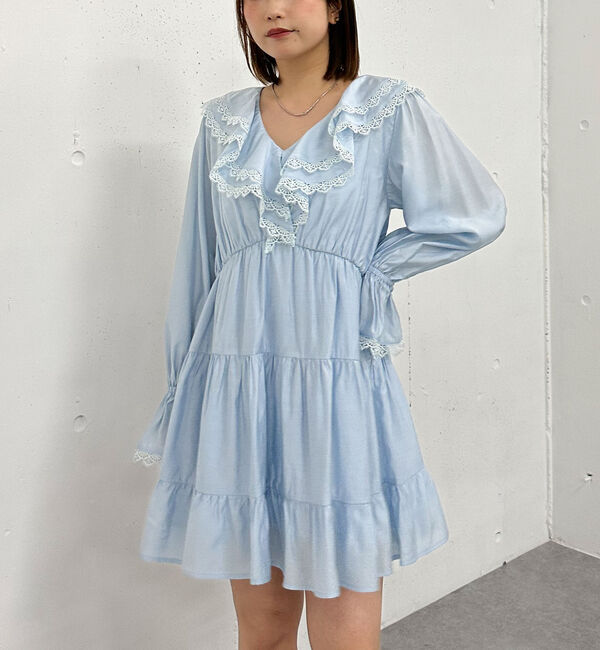 archives「フリルラッフルミニワンピース」|チュニック|BLUE