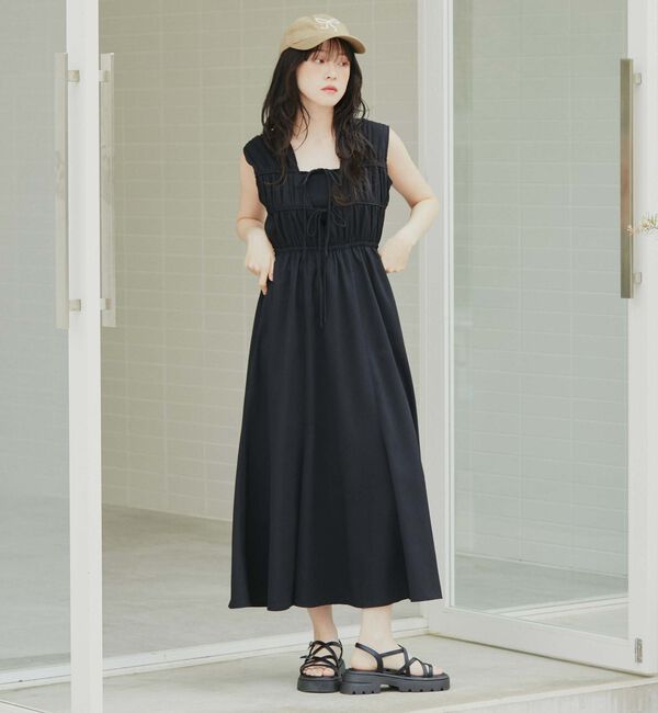 archives「２ｗａｙパイピングギャザーノースリワンピース」|ワンピース|