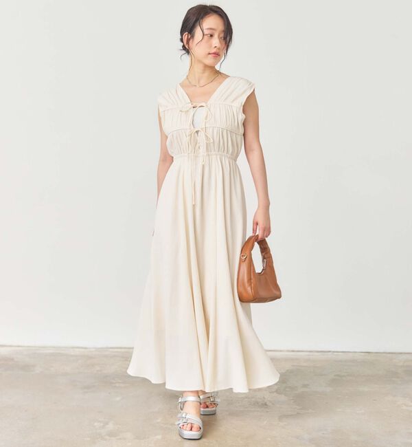 archives「２ｗａｙパイピングギャザーノースリワンピース」|ワンピース|IVORY