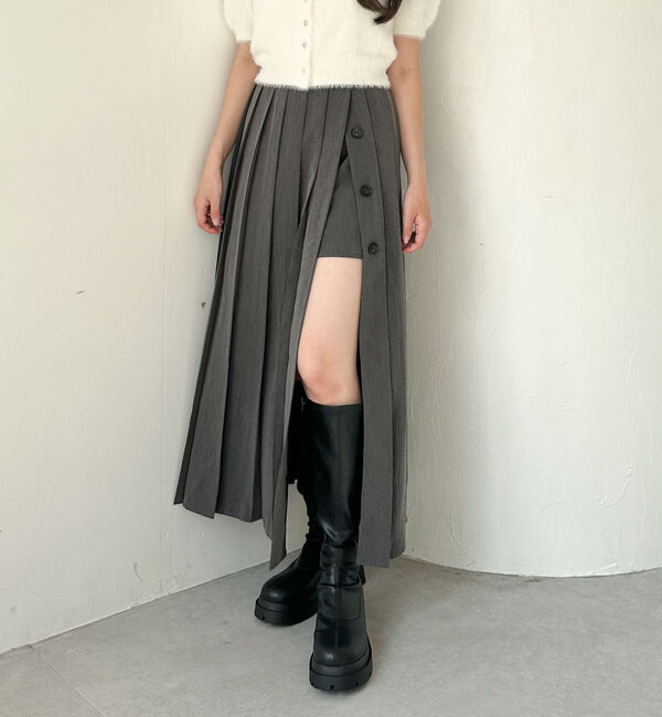 archives「スリットプリーツスカート&times;ショートパンツ」|スカート|GRAY