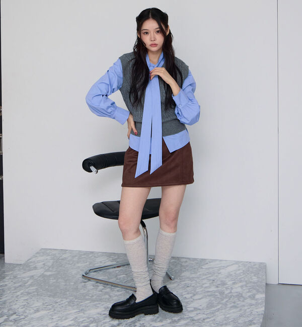 archives「ケーブルニットベスト&times;ボウブラウスＳＥＴ」|カーディガン|