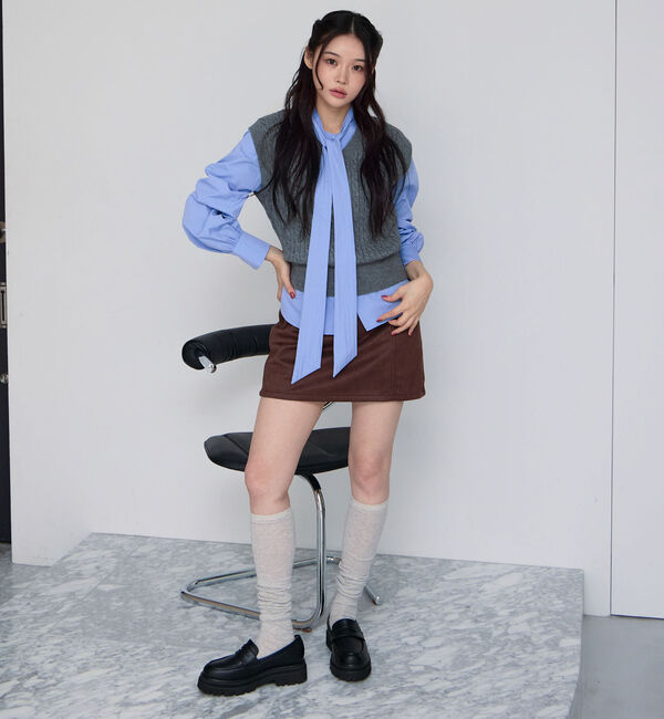 archives「ケーブルニットベスト&times;ボウブラウスＳＥＴ」|カーディガン|