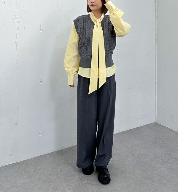 archives「ケーブルニットベスト&times;ボウブラウスＳＥＴ」|カーディガン|