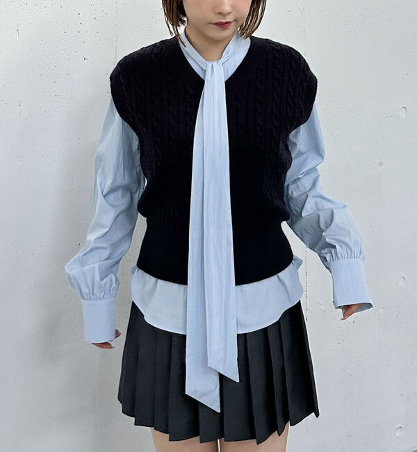 archives「ケーブルニットベスト&times;ボウブラウスＳＥＴ」|カーディガン|