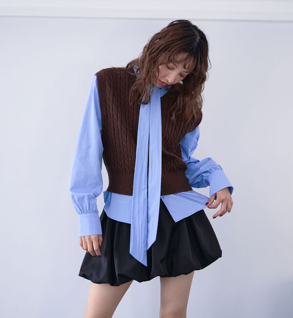 archives「ケーブルニットベスト&times;ボウブラウスＳＥＴ」|カーディガン|