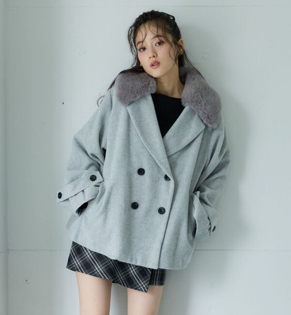 archives「ファーカラー付ウールミドルコート」|ダッフルコート|GRAY