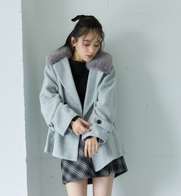 archives「ファーカラー付ウールミドルコート」|ダッフルコート|