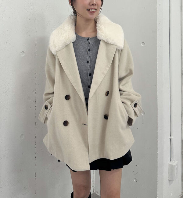 archives「ファーカラー付ウールミドルコート」|ダッフルコート|IVORY