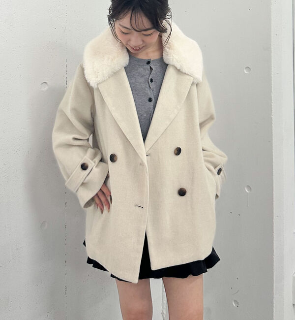 archives「ファーカラー付ウールミドルコート」|ダッフルコート|