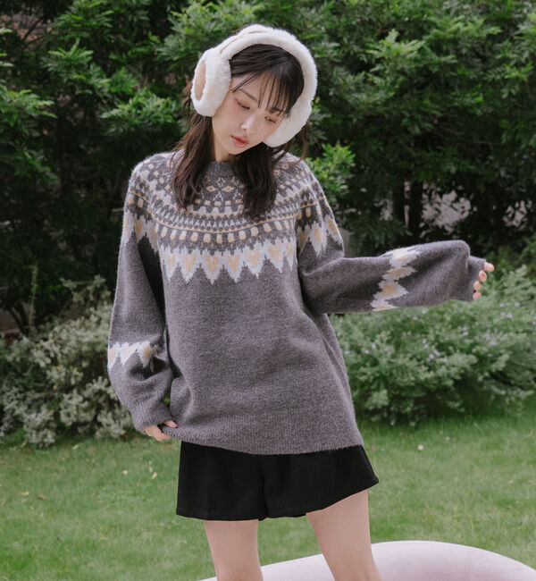 archives「ハートミックスノルディックニットプルオーバー」|ニット・セーター|CHARCOAL GRAY