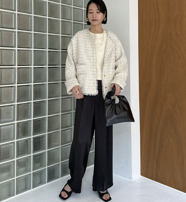 Doux archives「ドルマンスリーブツイードノーカラージャケット」|ノーカラージャケット|