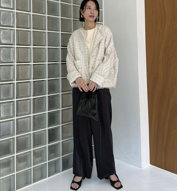 Doux archives「ドルマンスリーブツイードノーカラージャケット」|ノーカラージャケット|