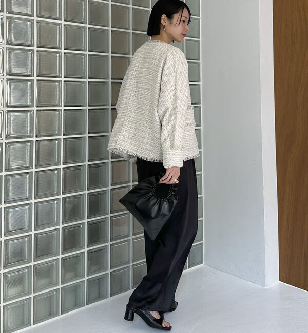 Doux archives「ドルマンスリーブツイードノーカラージャケット」|ノーカラージャケット|