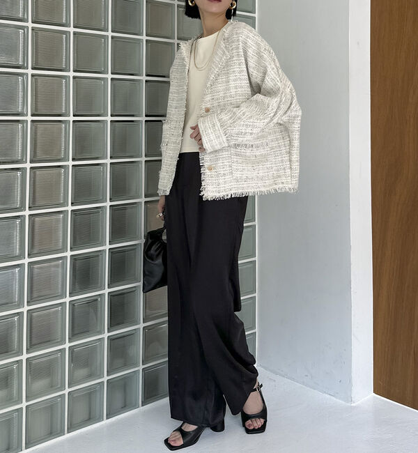 Doux archives「ドルマンスリーブツイードノーカラージャケット」|ノーカラージャケット|