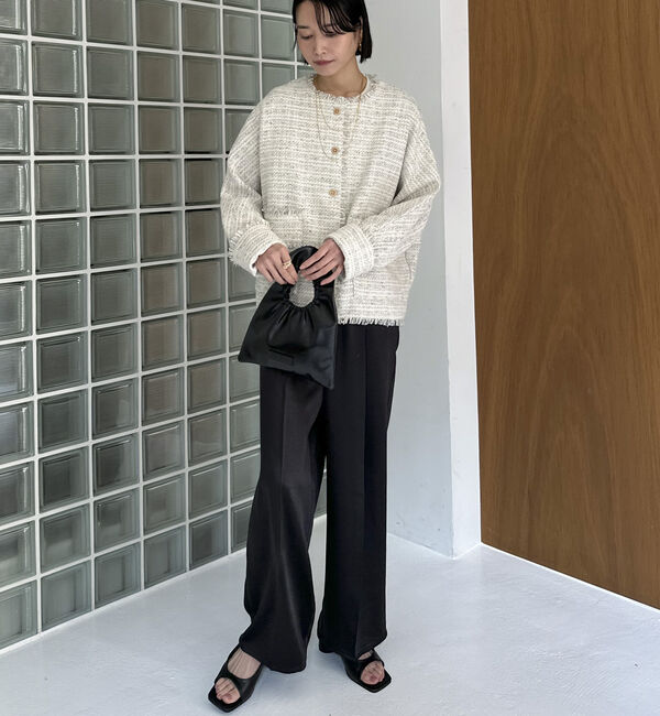 Doux archives「ドルマンスリーブツイードノーカラージャケット」|ノーカラージャケット|