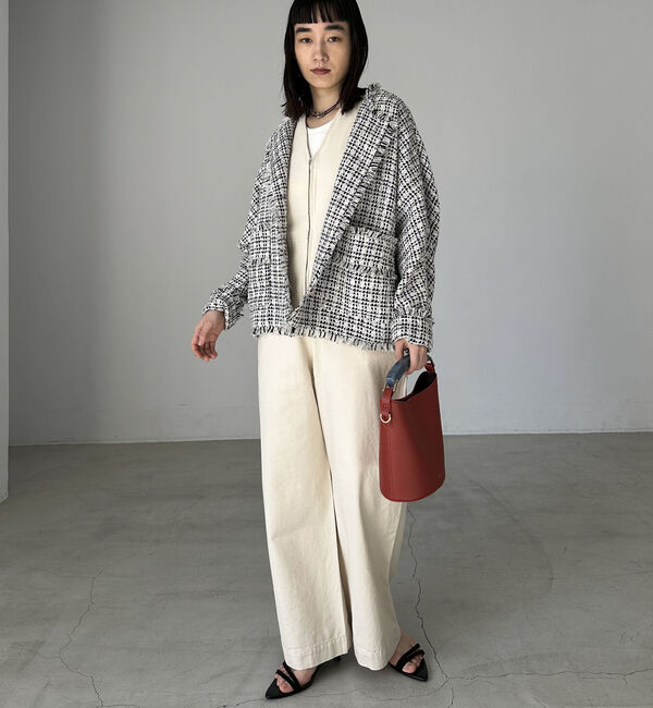 Doux archives「ドルマンスリーブツイードノーカラージャケット」|ノーカラージャケット|